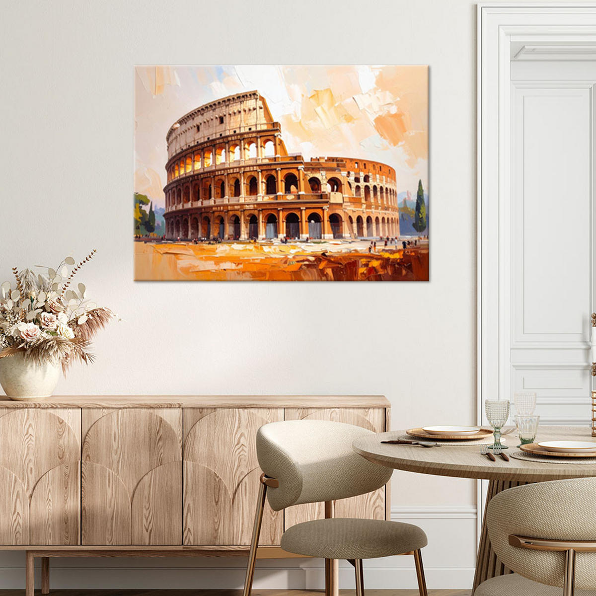 LEINWANDBILD Römisches Kolosseum Architektur 120x80cm - Beige, Textil (120/80cm) - Feeby