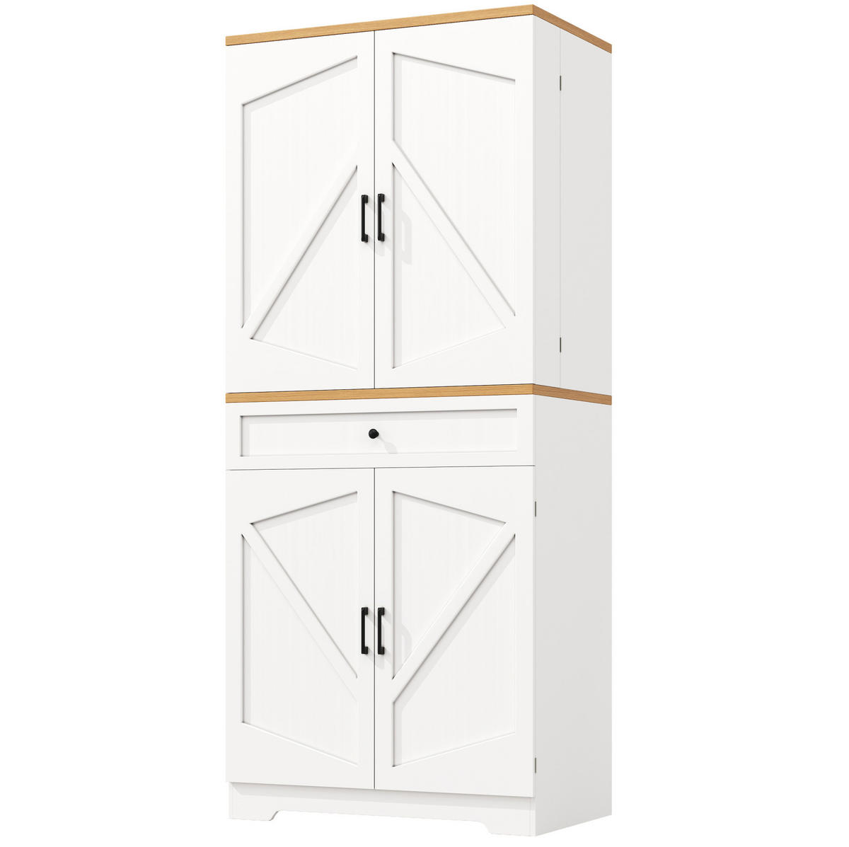 BUFFET 80/40/180 cm in Weiß mit Schubladen und offenem Regal - Weiß, Holzwerkstoff (80/180/40cm) - Flora Grace