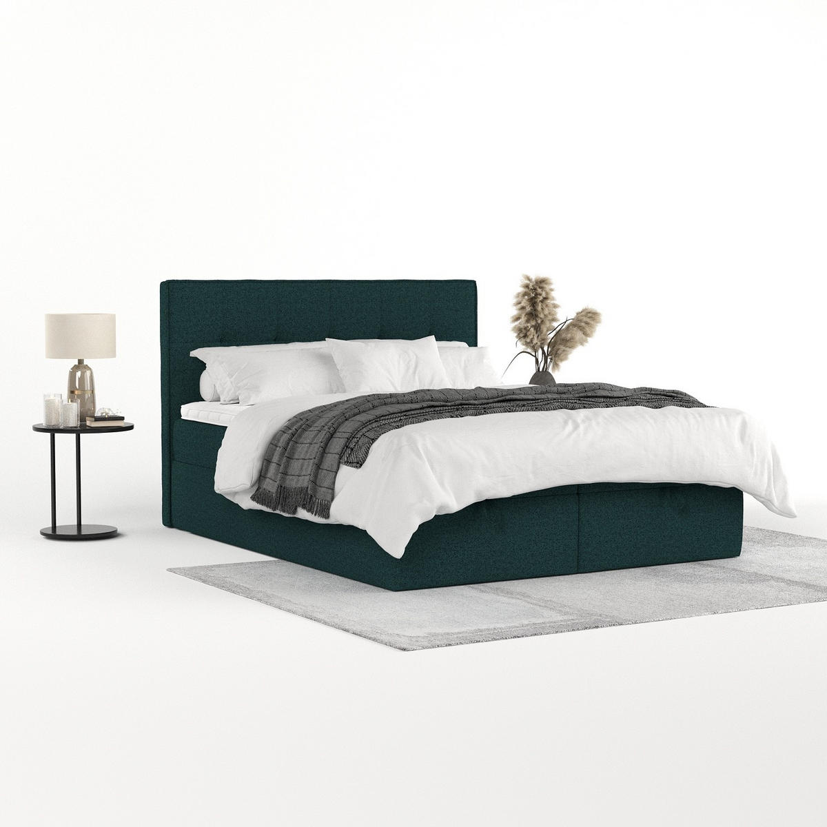 BOXBETT Tivra 160/200 cm Grün im Riva Stoff - Schwarz/Grün, Holz/Holzwerkstoff (160/200cm) - AltaBeds