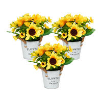 3XKUNSTSONNENBLUME - Multicolor/Weiß, Kunststoff/Metall (20cm) - Relaxdays