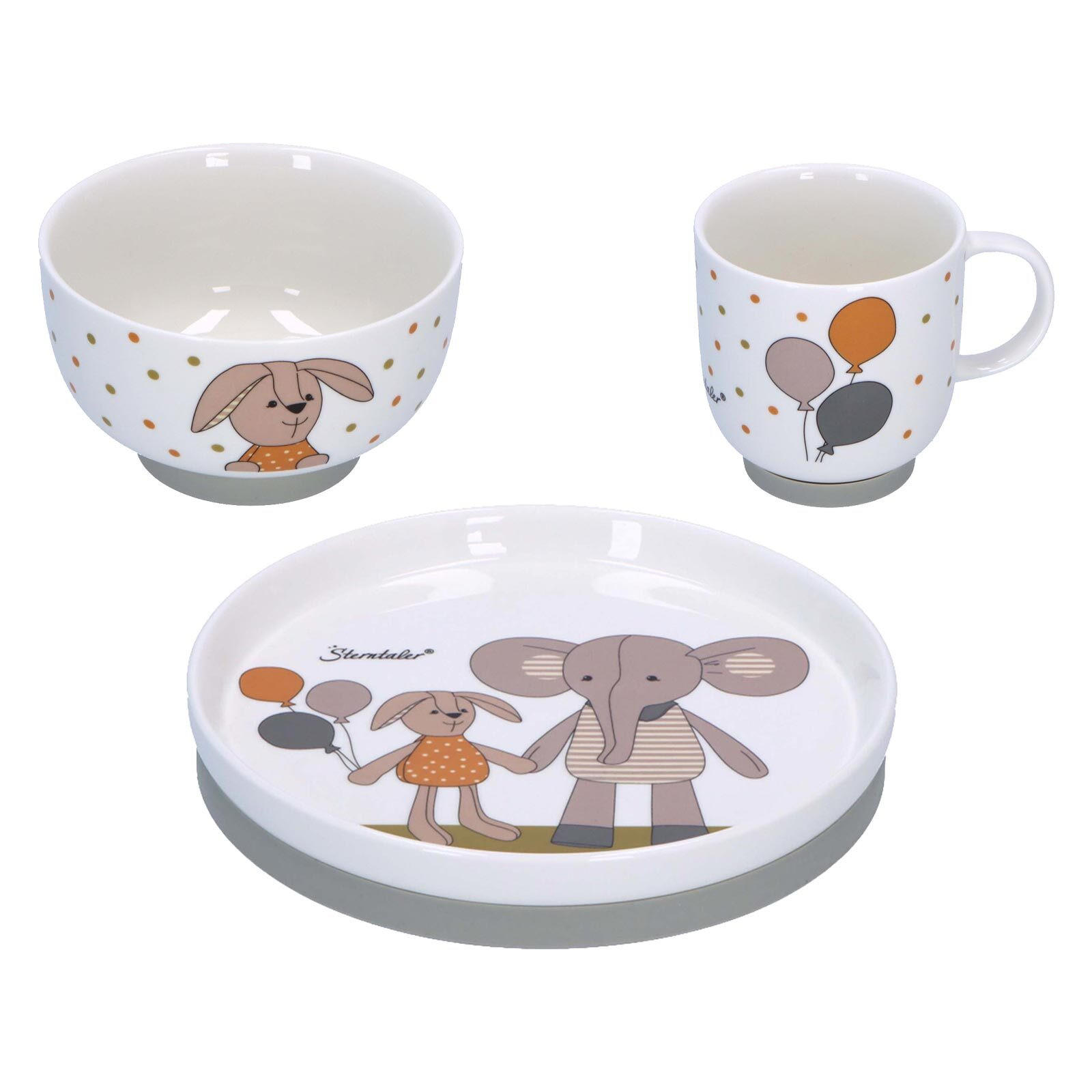 KINDER PORZELLAN-GESCHIRR-SET Eddy & Happy 3er Set - Braun, Keramik (1/1/1cm) - Sterntaler