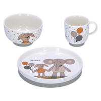 KINDER PORZELLAN-GESCHIRR-SET Eddy & Happy 3er Set - Braun, Keramik (1/1/1cm) - Sterntaler