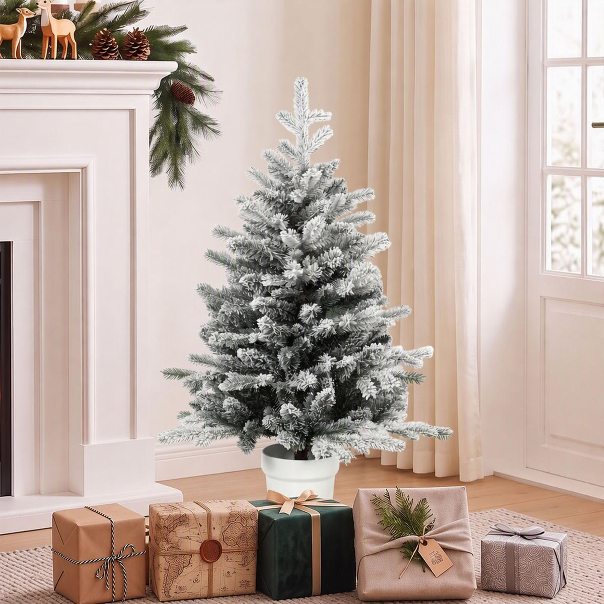 WEIHNACHTSBAUM Kunststoff Stahl Weiß - Weiß, Kunststoff (90cm) - HOMCOM