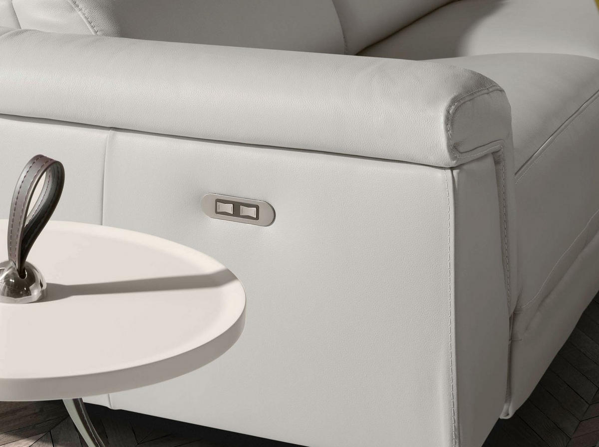 SOFA 2-sitziges relaxsofa aus grauem leder 170/103/99 cm - Hellgrau/Schwarz, Leder (170/99/103cm) - ANGEL CERDA
