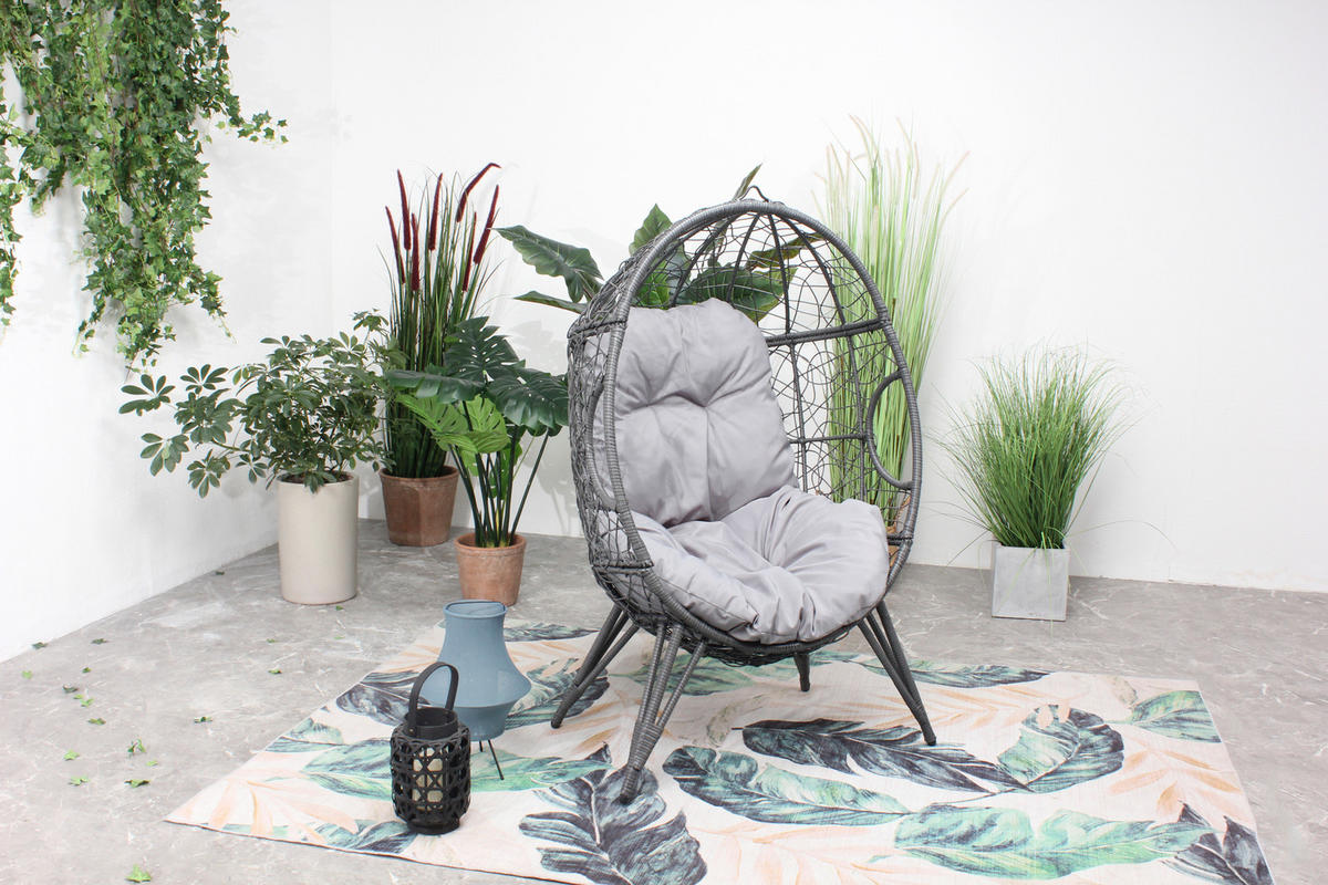 GARTENMUSCHEL Gestell aus Kunstharz Grau Rattanoptik - Grau, Kunststoff (82/155/95cm) - Concept Usine