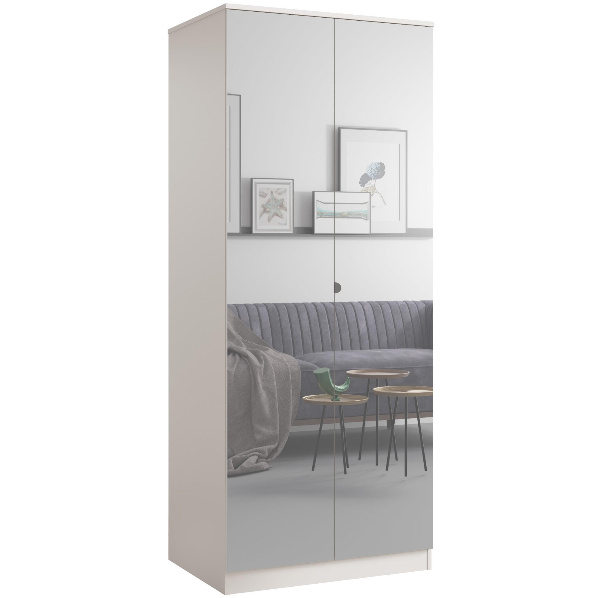 DREHTÜRENSCHRANK mit Spiegel Monza 2D 80 Kaschmir - Kaschmir/Grau, Holzwerkstoff/Metall (80/200/60cm) - mzm24