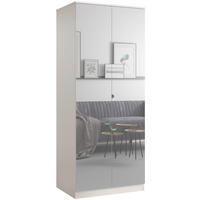 DREHTÜRENSCHRANK mit Spiegel Monza 2D 80 Kaschmir - Kaschmir/Grau, Holzwerkstoff/Metall (80/200/60cm) - mzm24