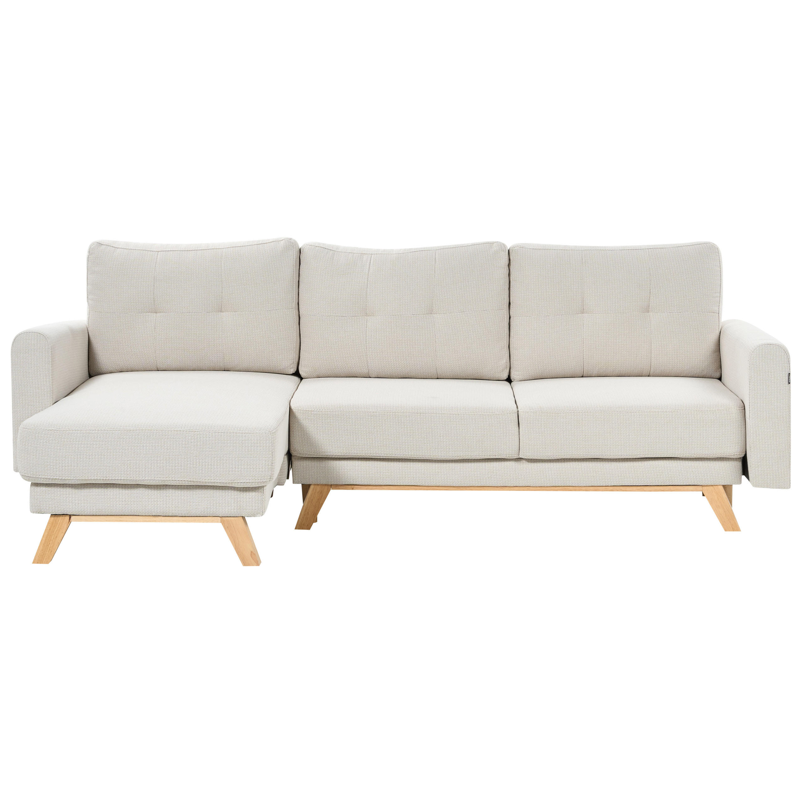 3-SITZER-ECKSOFA hellbeige linksseitig mit Schlaffunktion Stauraum Siro - Hellbraun/Beige, Textil (240/142cm) - Beliani