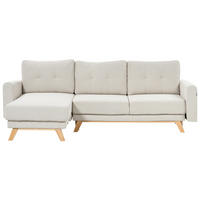 3-SITZER-ECKSOFA hellbeige linksseitig mit Schlaffunktion Stauraum Siro - Hellbraun/Beige, Textil (240/142cm) - Beliani