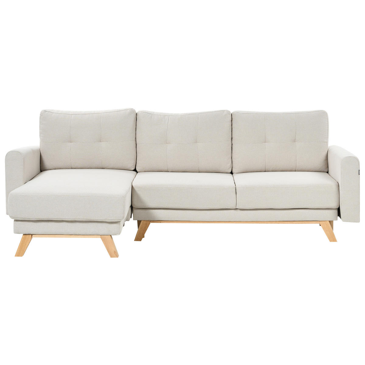 3-SITZER-ECKSOFA hellbeige linksseitig mit Schlaffunktion Stauraum Siro - Hellbraun/Beige, Textil (240/142cm) - Beliani