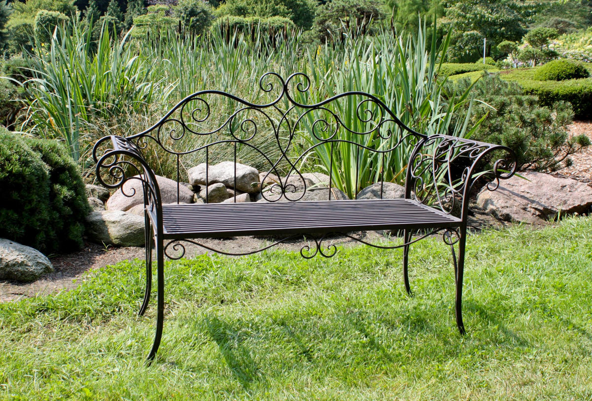 GARTENBANK Ronja Terrassenbank - Schwarz, Metall (51/92.5/143cm) - DELUKE