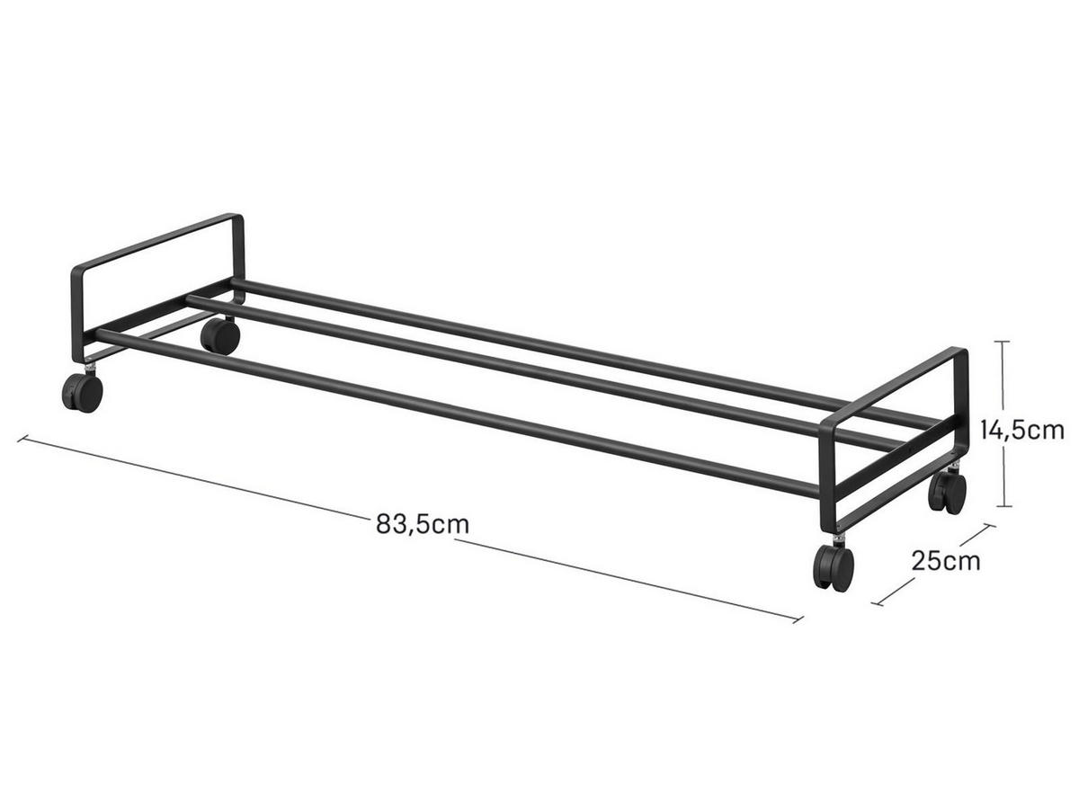 SCHUHREGAL Tower schwarz 83/14/27 cm mit Rollen - Schwarz, Metall (83/14/27cm) - Yamazaki