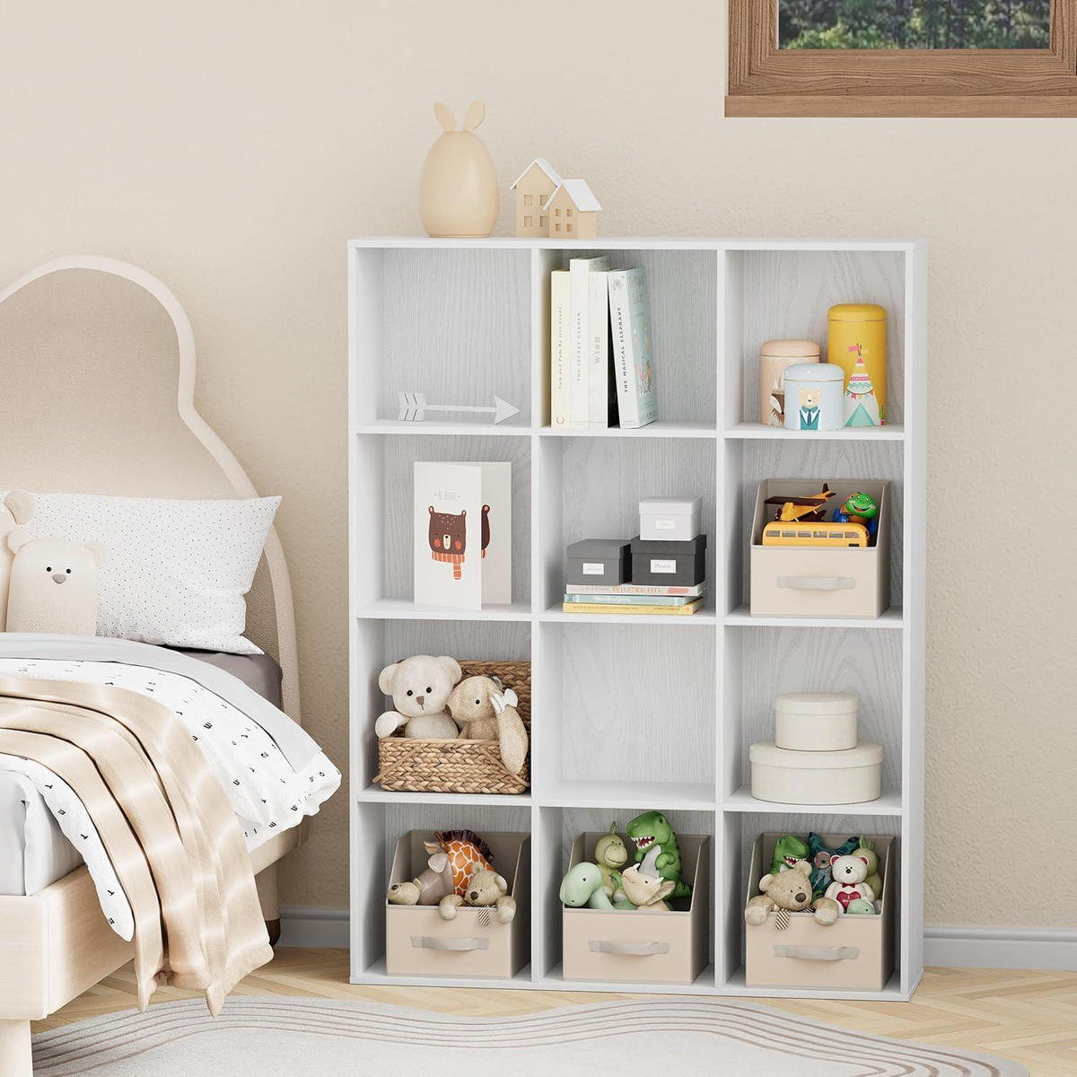 BÜCHERREGAL Würfelregal 9 Fächer Weiß 91,2 x 91,4 x 24 cm - Weiß, Holzwerkstoff (91.4/91.2/24cm)