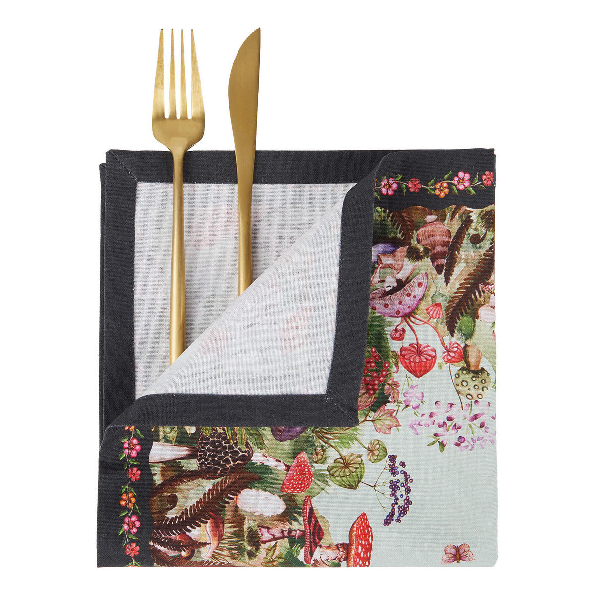 SERVIETTE (6er-Set) Funghi & Flowers 42x42 cm - Multicolor, Textil (42/42cm) - Butlers