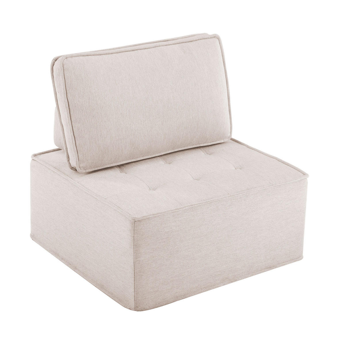 POLSTERSESSEL aus Leinenbezug in Beige – modular und platzsparend - Beige, Holzwerkstoff (81/81/81cm) - BEAOK