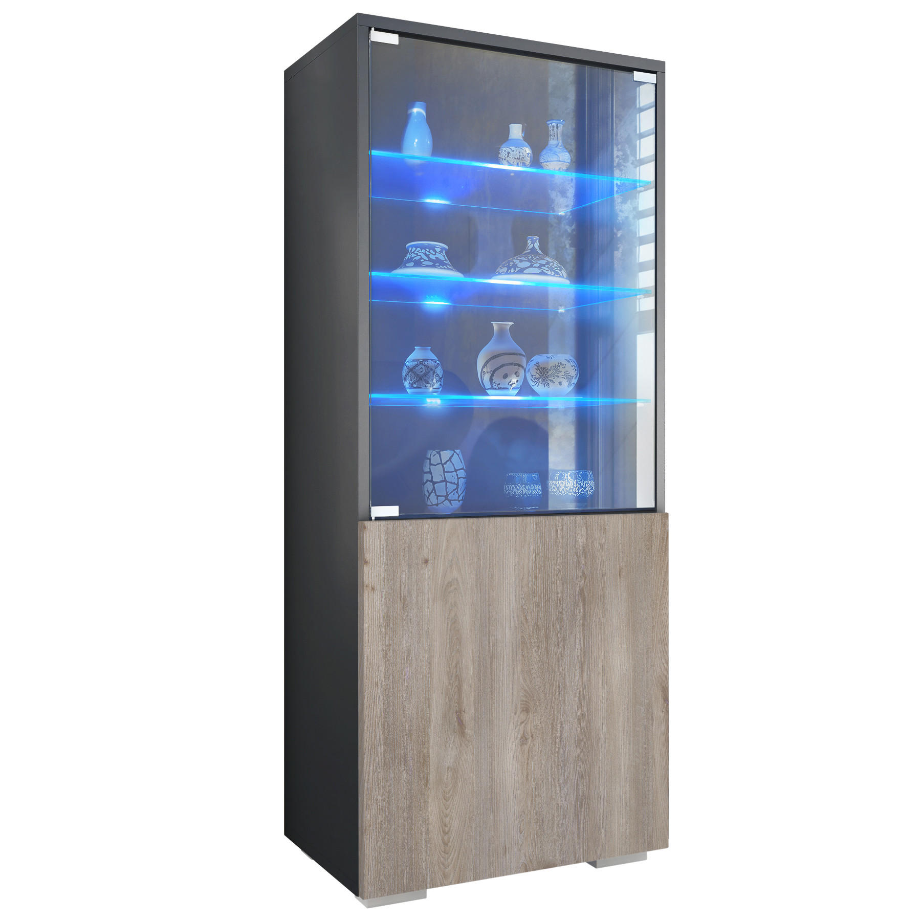 Vladon Vitrine Silbereichen 50x122.5x34.5 cm