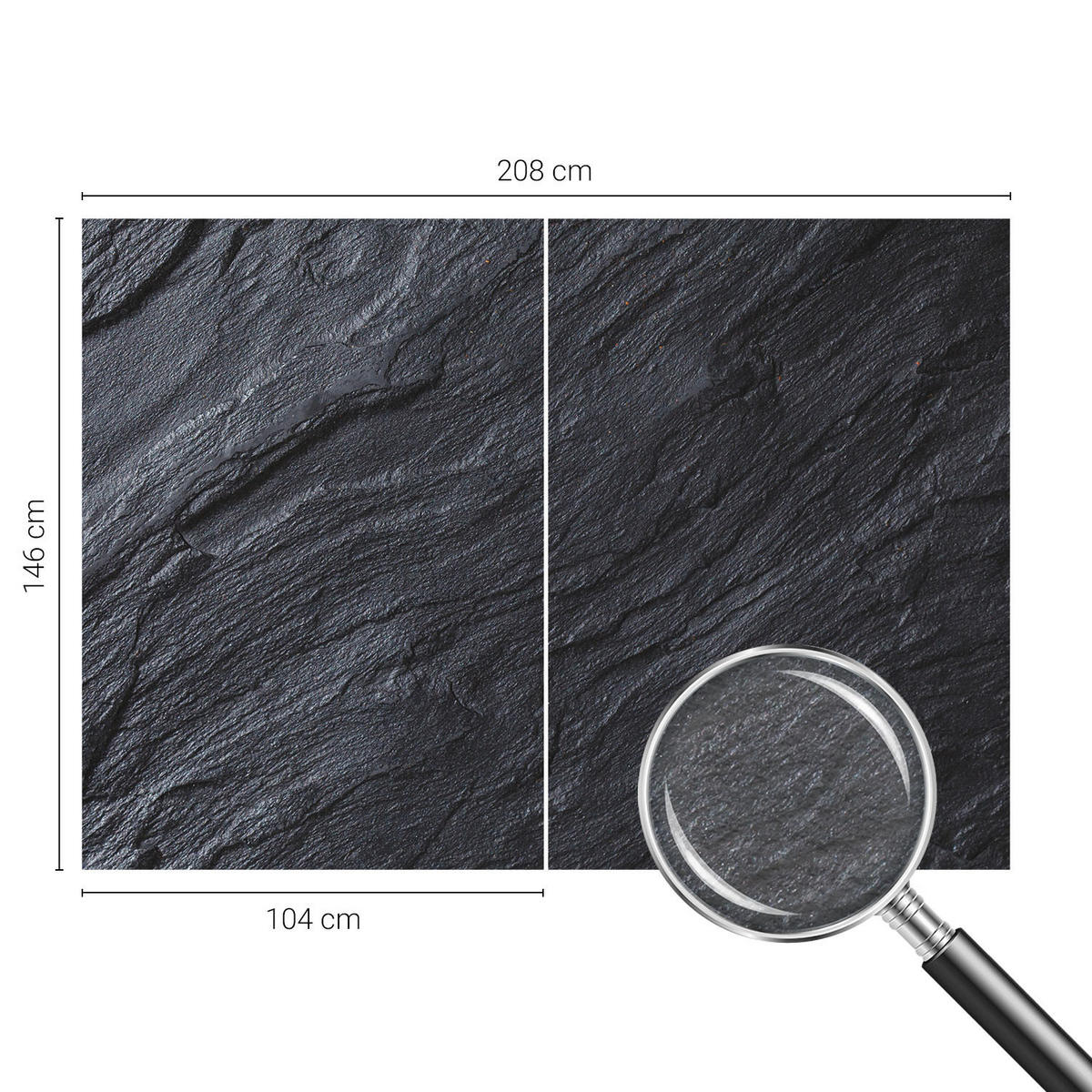 FOTOTAPETE 208x146 cm - Steinstruktur - Grau, Textil (208/146cm) - Wallfluent