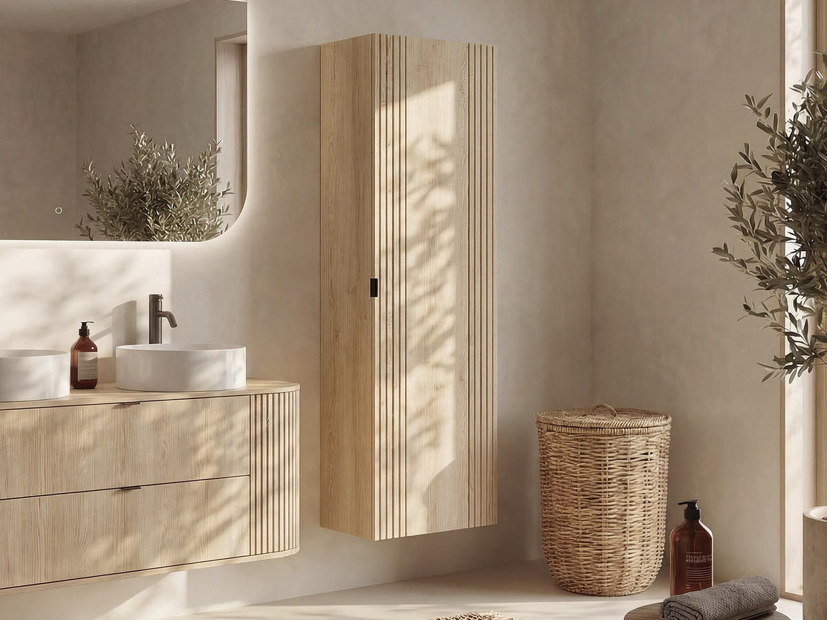 BADSCHRANK - 40 cm x 26.6 cm - Holz, Platte, Holz, Platte - Naturfarben Hell - FILOR - Naturfarben, Holz (40/140/26.6cm) - Vente-Unique