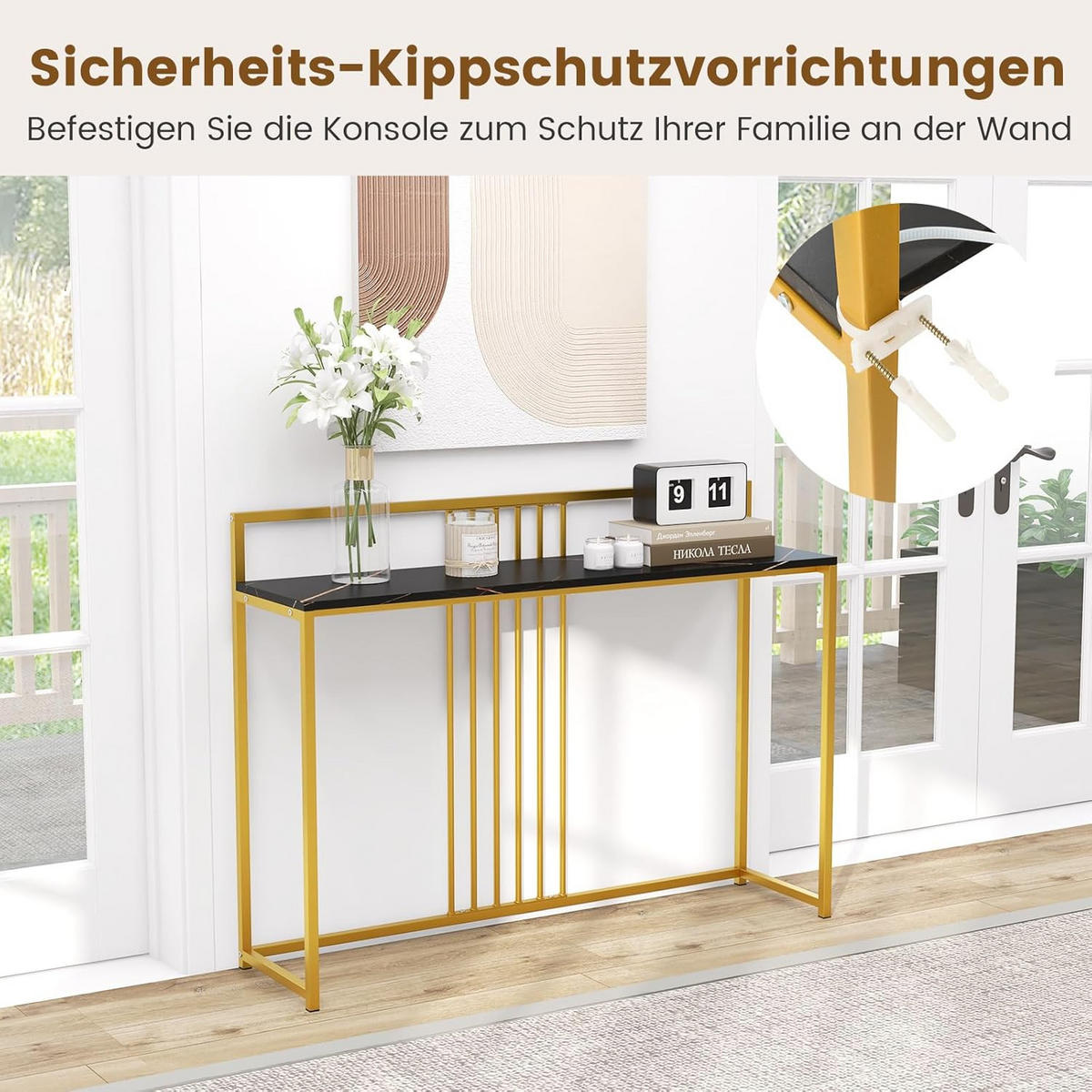 KONSOLENTISCH 89cm Schwarz - Schwarz, Holz (120/32/89cm) - COSTWAY