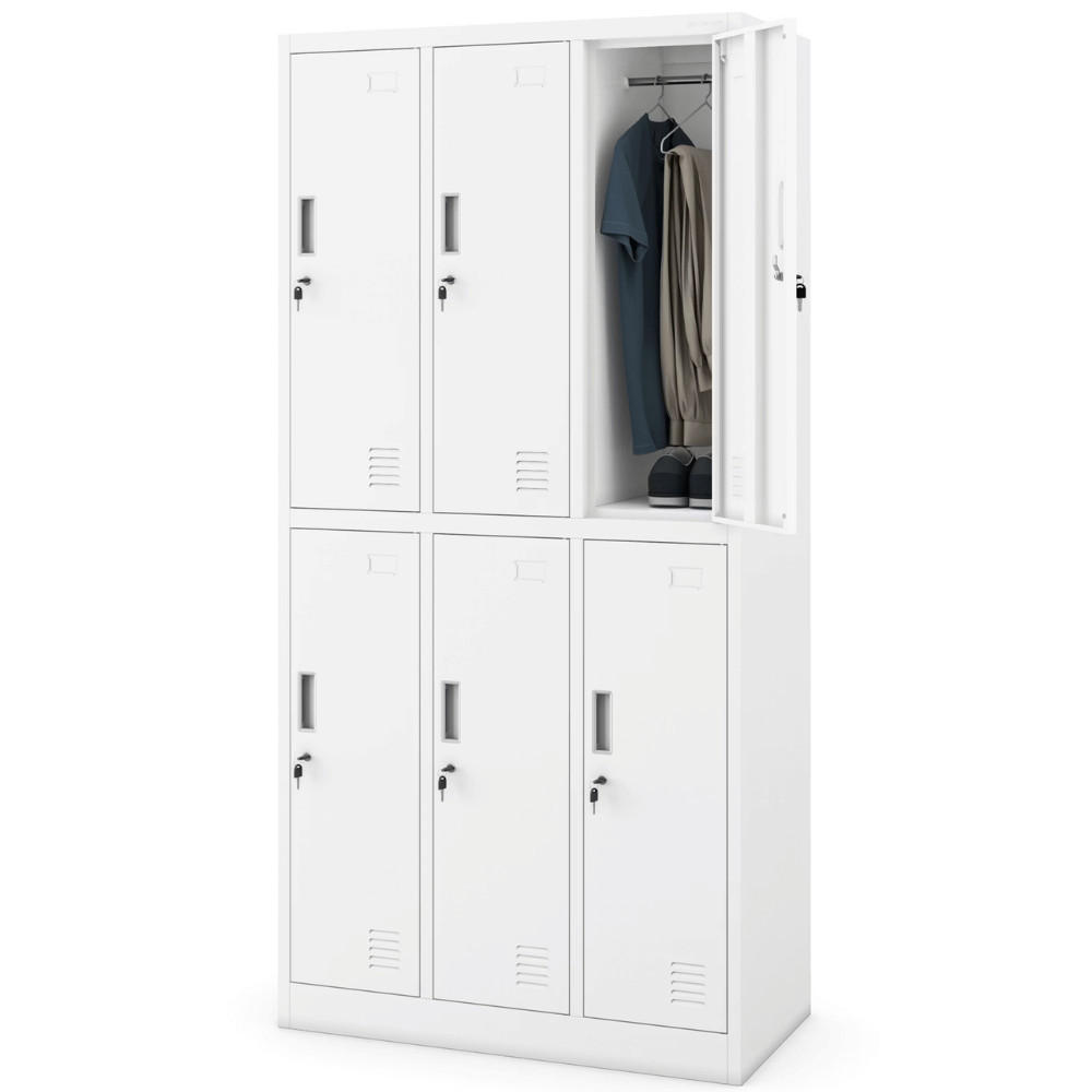UMKLEIDESCHRANK Spind TOKIO 6 Abteile 185x90x45cm Weiß - Weiß, Metall (90/185/45cm) - DELUKE