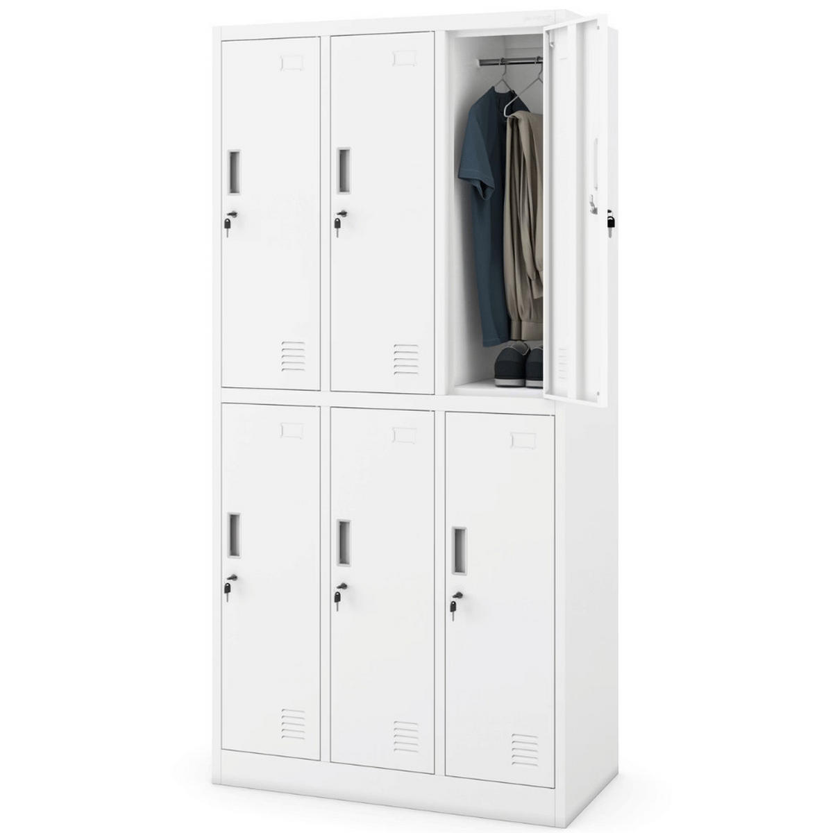 UMKLEIDESCHRANK Spind TOKIO 6 Abteile 185x90x45cm Weiß - Weiß, Metall (90/185/45cm) - DELUKE