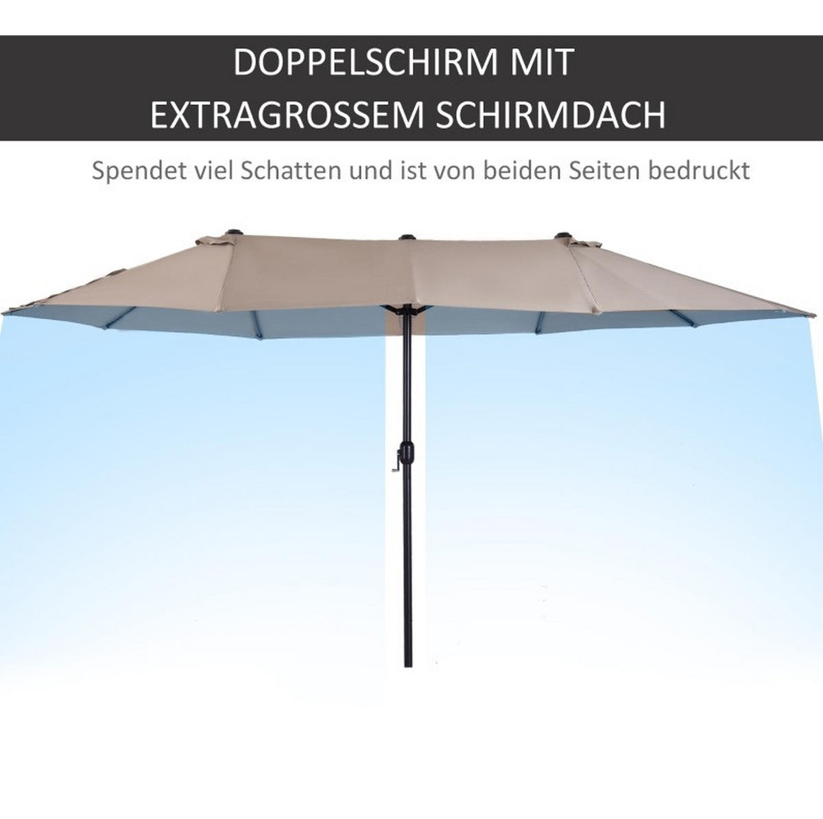SONNENSCHIRM aus Aluminium Ø294x247 cm in Gelb mit Handkurbel - Gelb, Metall (294/294cm) - Modfu