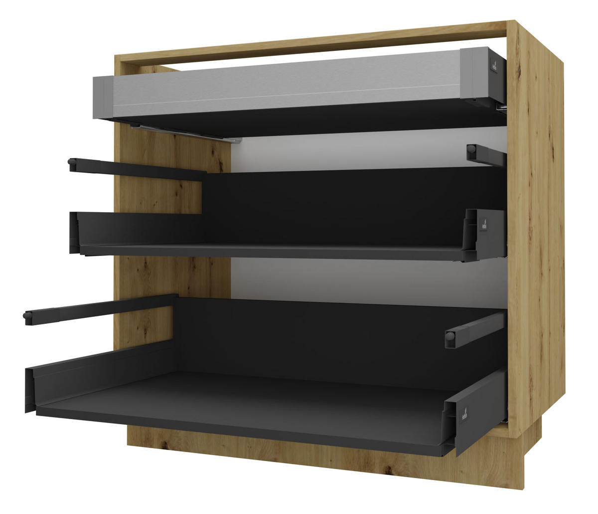 SCHUBLADENUNTERSCHRANK Brerra D2A/60/1A Korpus eiche artisan / Front RAL 1019 graubeige Matt 60 / 50 / 82 cm - Graubraun/Eiche Artisan, Holz/Holzwerkstoff (60/82/50cm) - Feldmann-Wohnen