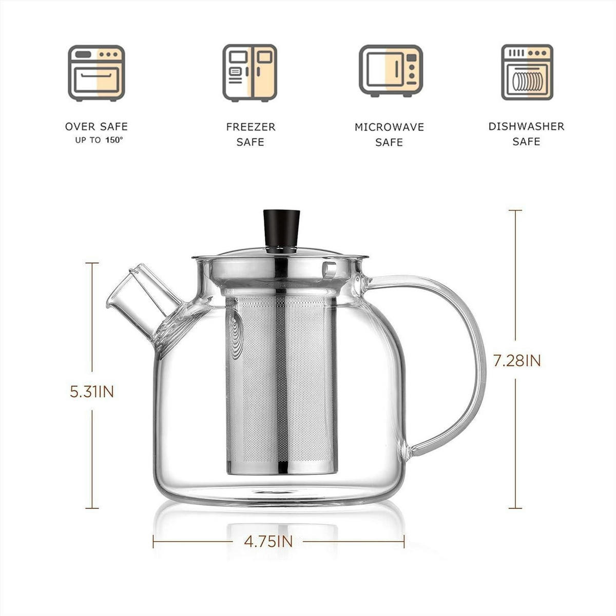 TEEKANNE Glas 800 ml mit Teesieb - Transparent, Glas (14.2/14.8cm)