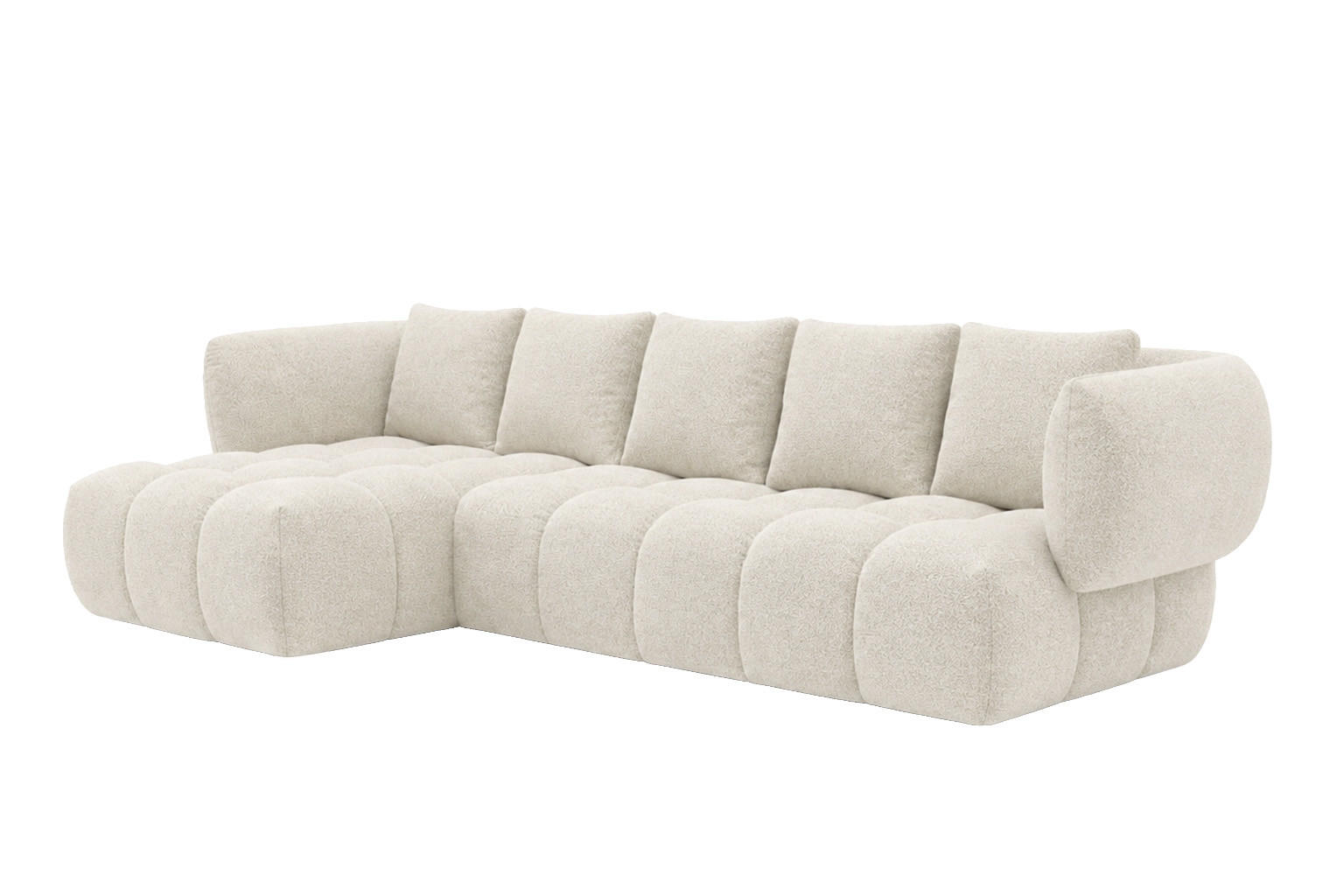ECKSOFA L-Form, Chenillestoff Puente, Ecru, Links, SEVIO L - Ecru, Holz (242/175cm) - Kaiser Möbel