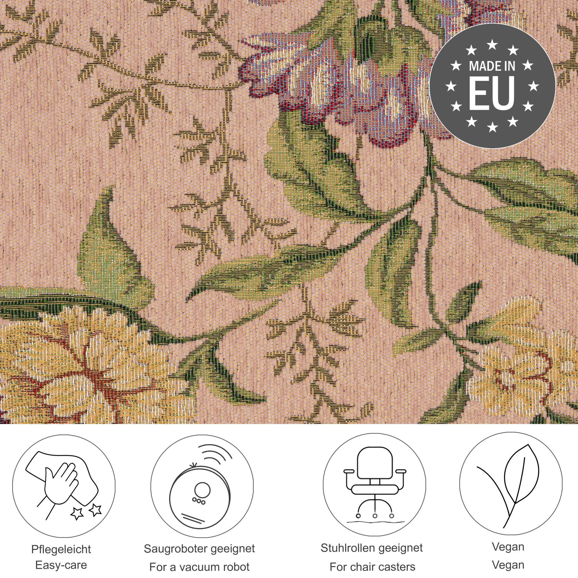 FLACHWEBTEPPICH Flomi Bettumrandung 70x400 cm - Rosa, Textil (70/400cm) - THEKO