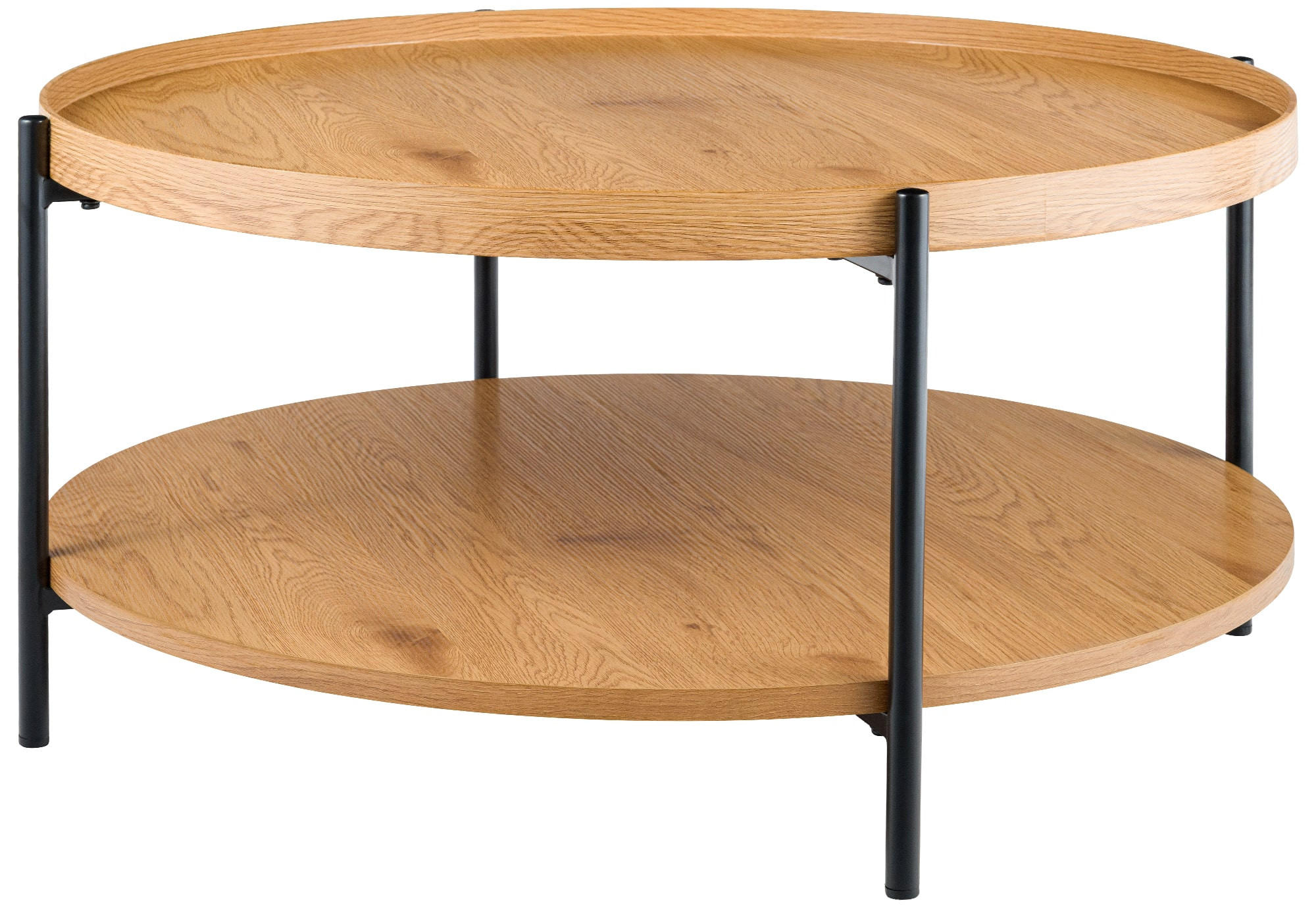 BEISTELLTISCH rund 80 cm Holz Natura - Eukalyptusholzfarben/Schwarz, Holz/Metall (80/80/40cm) - CLP