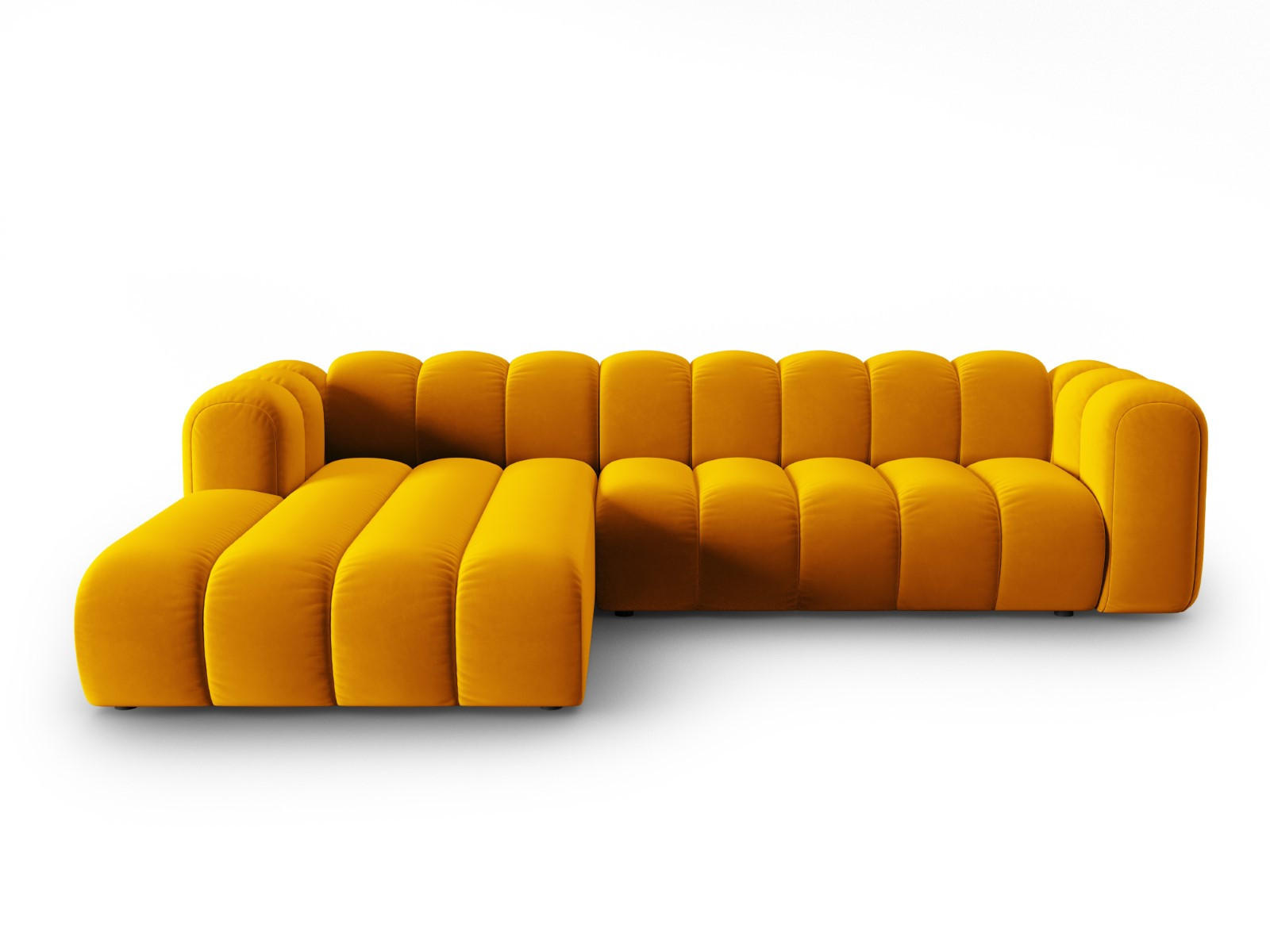 ECKSOFA modular links Lupine aus Samt gelb 4 Sitzplätze - Gelb, Textil (177/290cm) - Micadoni