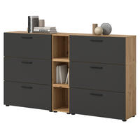 SIDEBOARD grau, Eiche Artisan 176 cm, Kommode mit Soft-Close - Schwarz/Eiche Artisan, Holzwerkstoff/Kunststoff (176/99/34cm) - Inn.Furn