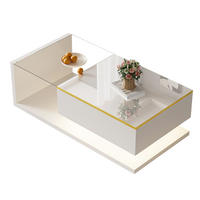COUCHTISCH 100/50/32,5 cm in Weiß mit LED-Beleuchtung und Glasplatte - Weiß, Holzwerkstoff (100/50/32.5cm) - Flora Grace