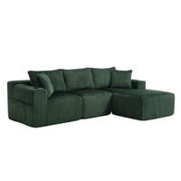 ECKSOFA Inklusive 5 Kissen,seitlicher Stauraum und Getränkehalter, smaragdgrün - Dunkelgrün, Textil (160/257cm) - KOMHTOM