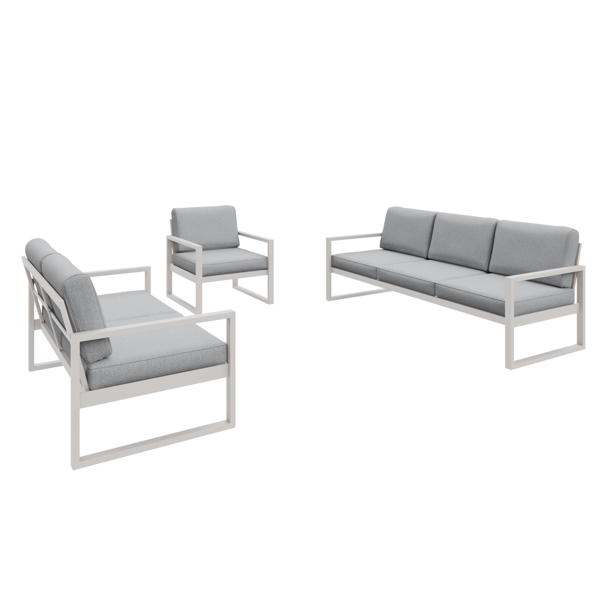 GARTENSET Madera für 6 Personen Balkonmöbel Aluminium Terassenmöbel Sitzbank, 4-tlg. Tisch kaschmir, hellgrau - Kaschmir/Hellgrau, Kunststoff/Metall - Margaret Hadas24