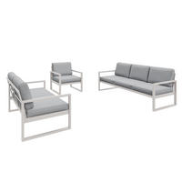 GARTENSET Madera für 6 Personen Balkonmöbel Aluminium Terassenmöbel Sitzbank, 4-tlg. Tisch kaschmir, hellgrau - Kaschmir/Hellgrau, Kunststoff/Metall - Margaret Hadas24