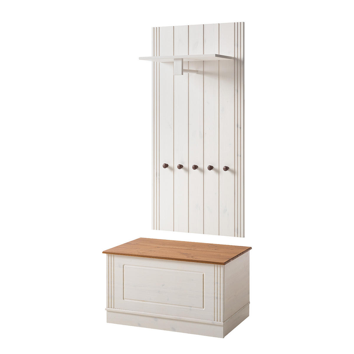 GARDEROBENSET - 2-teilig - Kiefer massiv - Kieferfarben, Holz (80/165/42cm) - home24