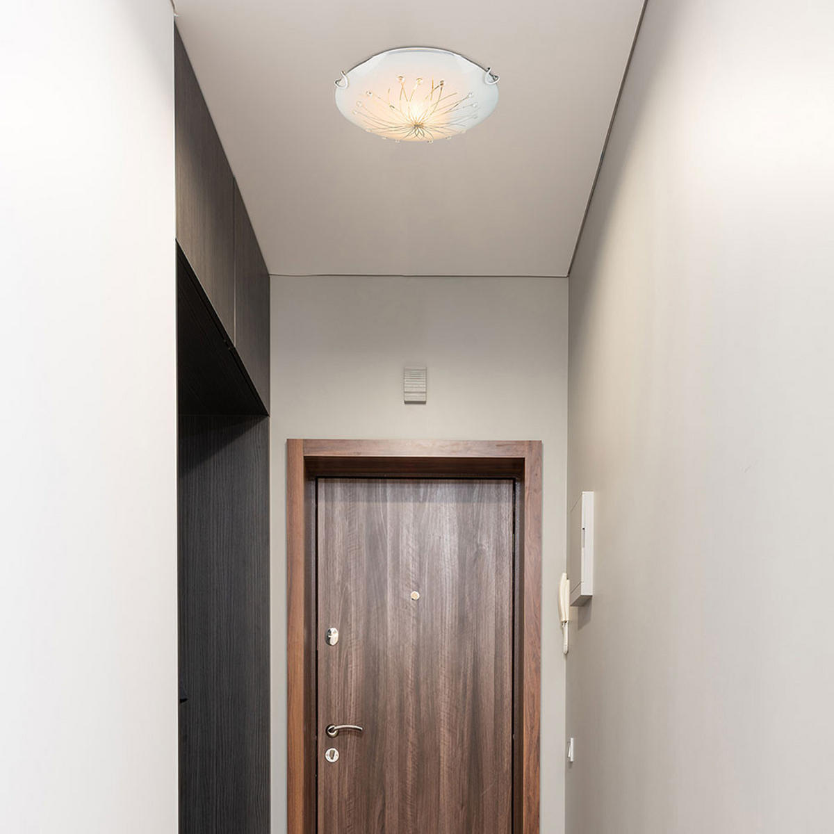 LED DECKENLEUCHTE Chrom Weiß Glas - Weiß, Glas (25/25/6cm) - Globo Lighting
