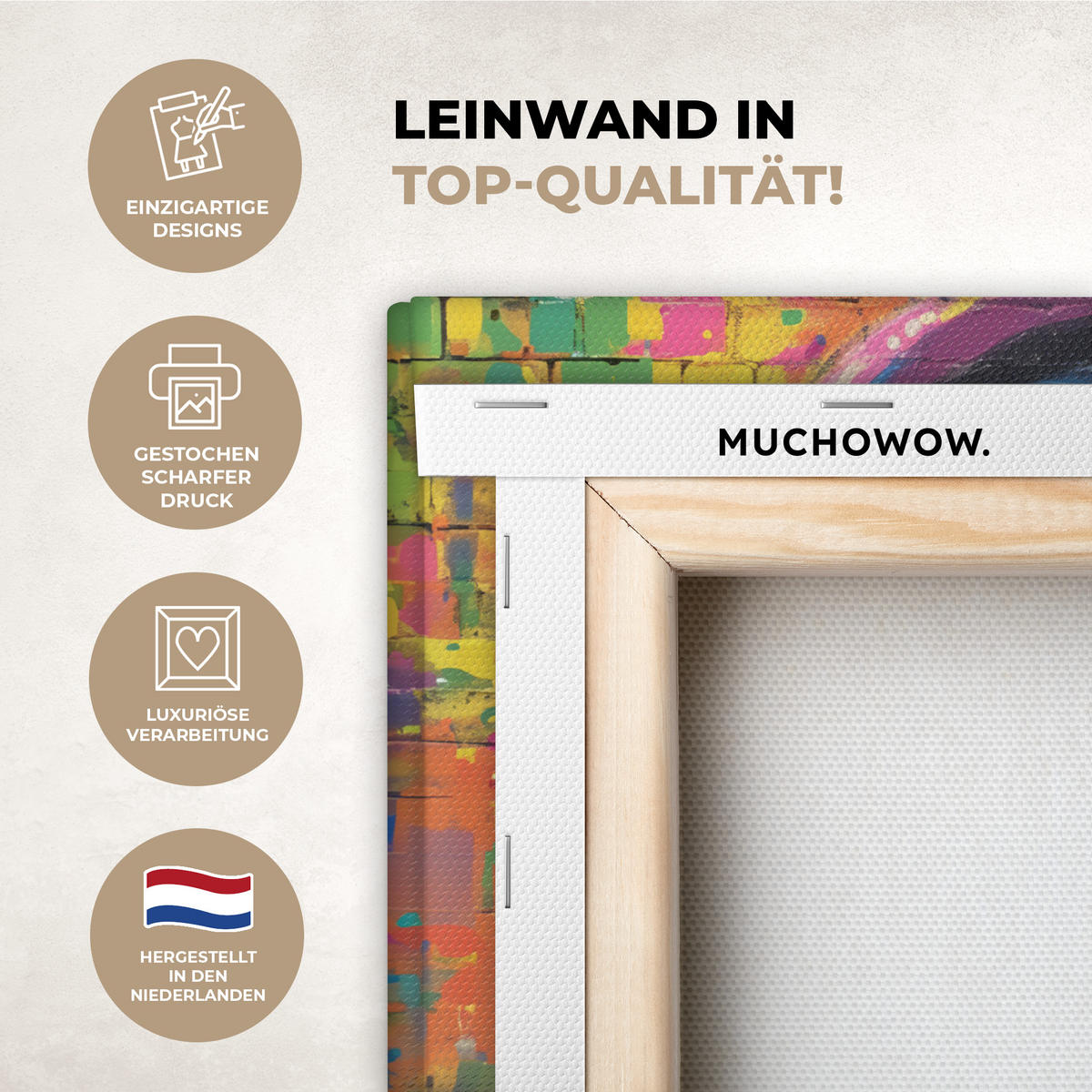 LEINWANDBILD Graffiti - Schimpanse - Straßenkunst - Kopfhörer - Affe Deko Schlafzimmer 30x20 cm - Blau, Textil (30/20cm) - MuchoWow