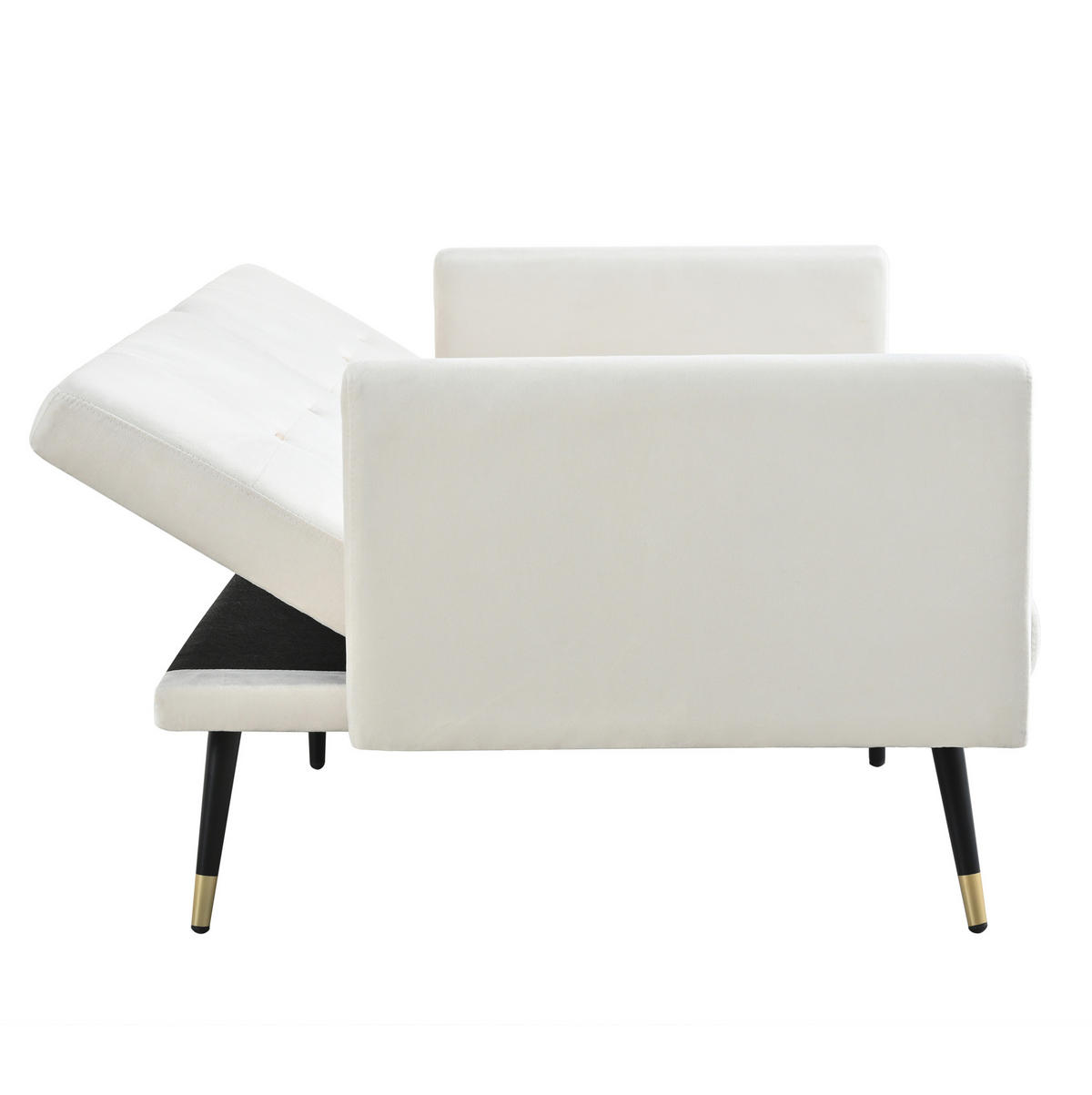 SCHLAFSOFA 2-Sitzer klappbar Samt Beige - Beige, Holzwerkstoff (164/70/89cm) - Meubliv