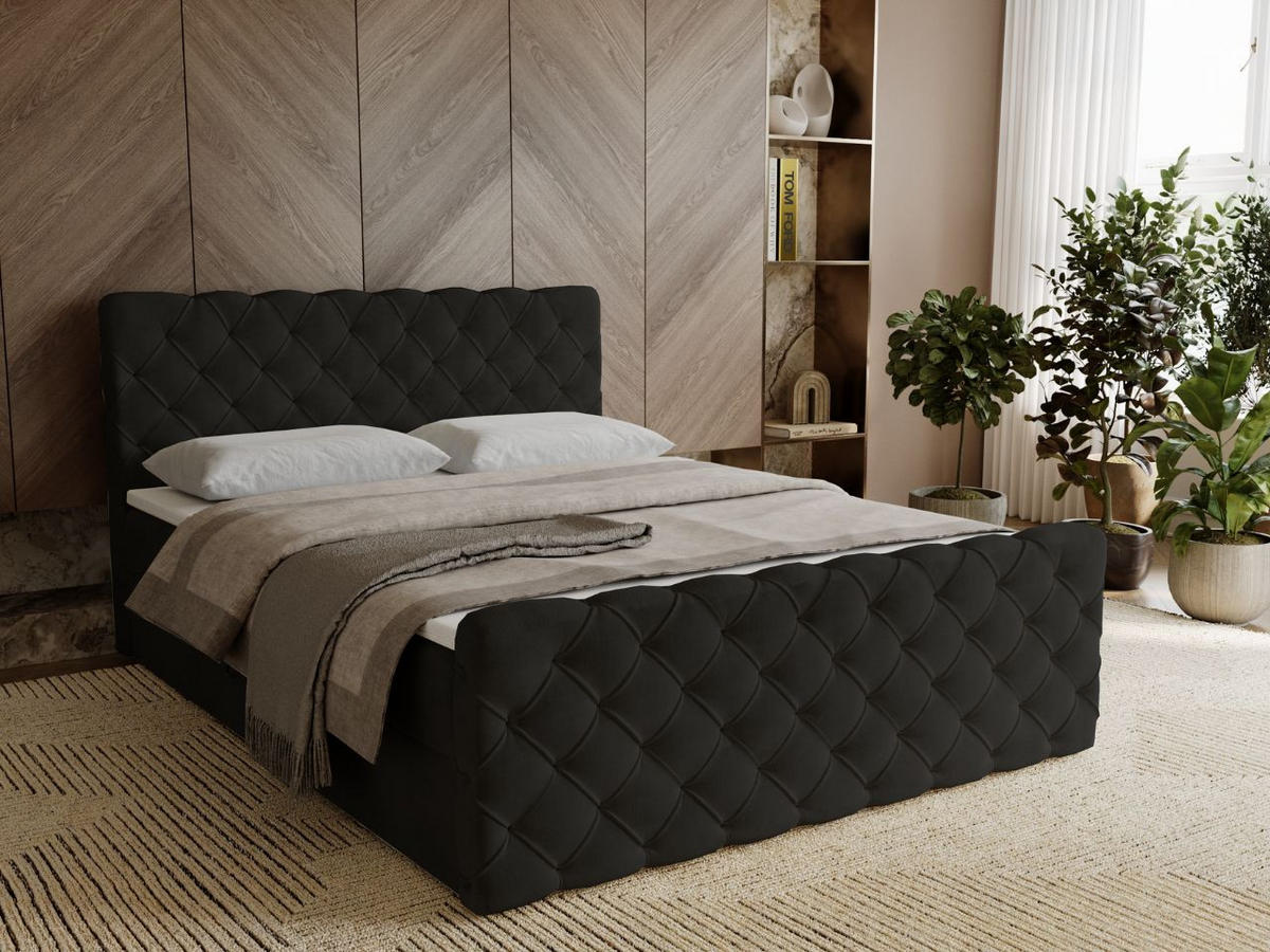 BOXBETT Lunaris 180x200 Schwarz - Schwarz, Holz/Textil (180/200cm) - Graingold