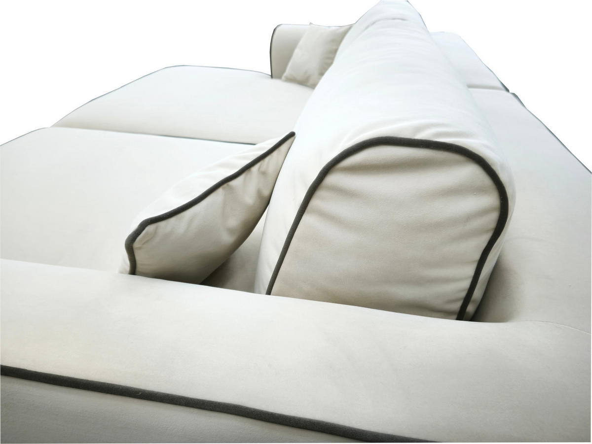 BIGSOFA COZI, Braun mit mit ecruem Keder, Matt Velvet - Braun, Kunststoff/Textil (240/87/180cm) - KS Home Concept