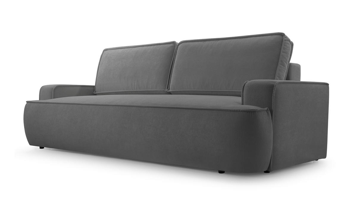 BETTSOFA SOLO Grau Bucle-Stoff mit Schlaffunktion - Grau, Textil (110/94/248cm) - MASSENO