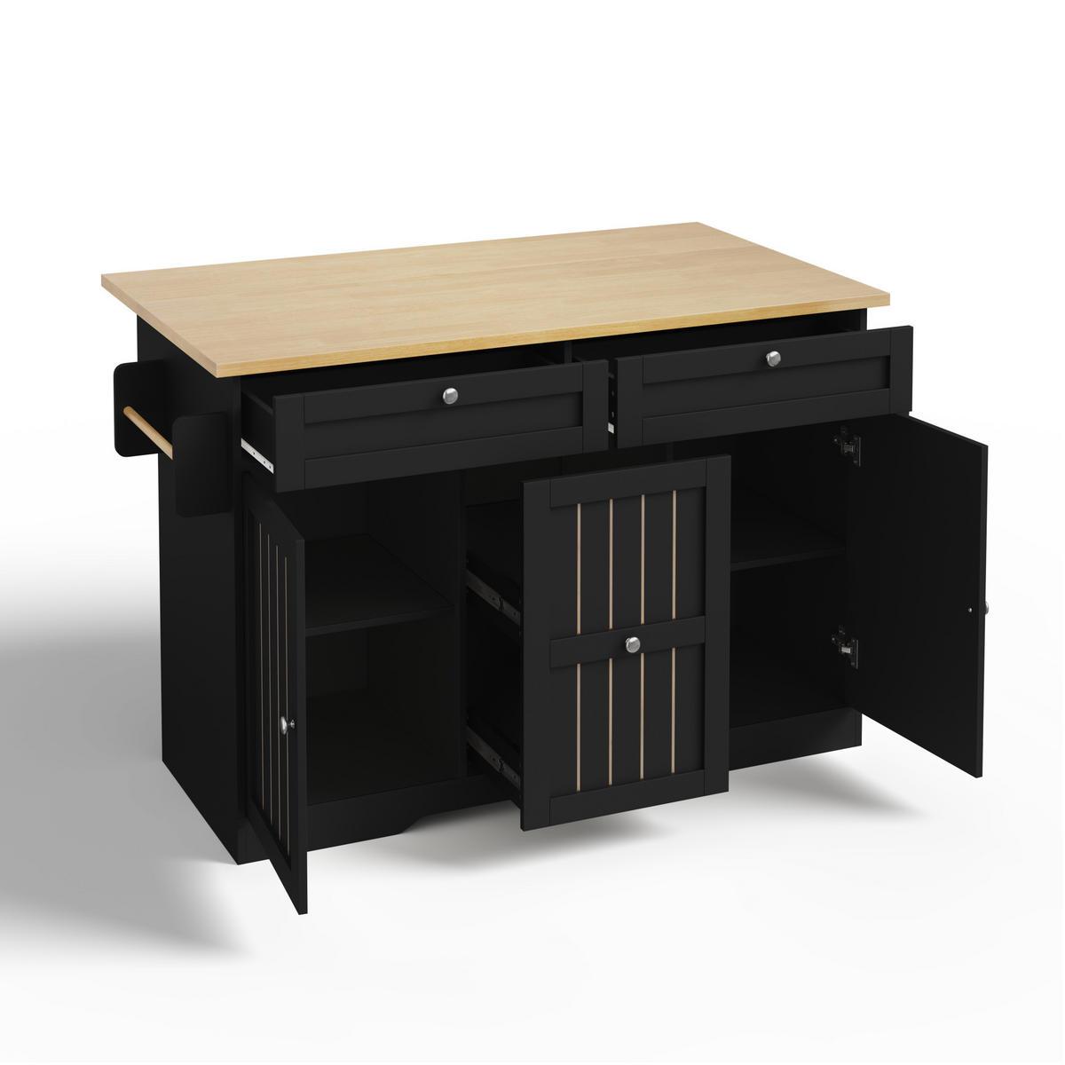 KÜCHENINSEL klappbar 120 x 45(70) x 92 cm Schwarz MDF - Schwarz, Holz (70/92/120cm) - Beauniv