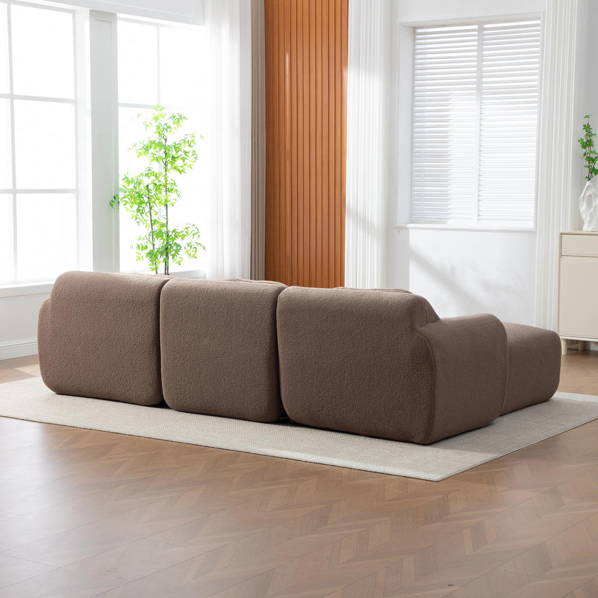 ECKSOFA Chenille Camel - Braun, Textil (271/177cm) - WISHDOR
