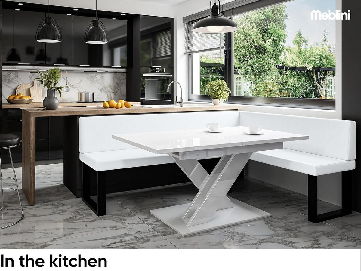 ECKBANK ERIC_U - Weiß, Leder (142/196cm) - Meblini