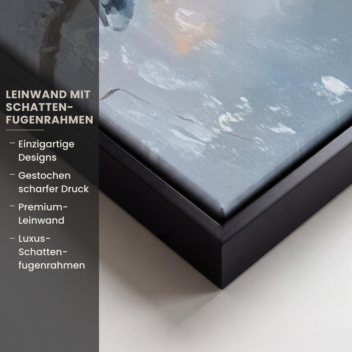 LEINWAND Bilder mit Rahmen - Vögel - Zweig - Winter - Schnee - 50x70 - Pastellblau, Textil (50/70cm) - MuchoWow