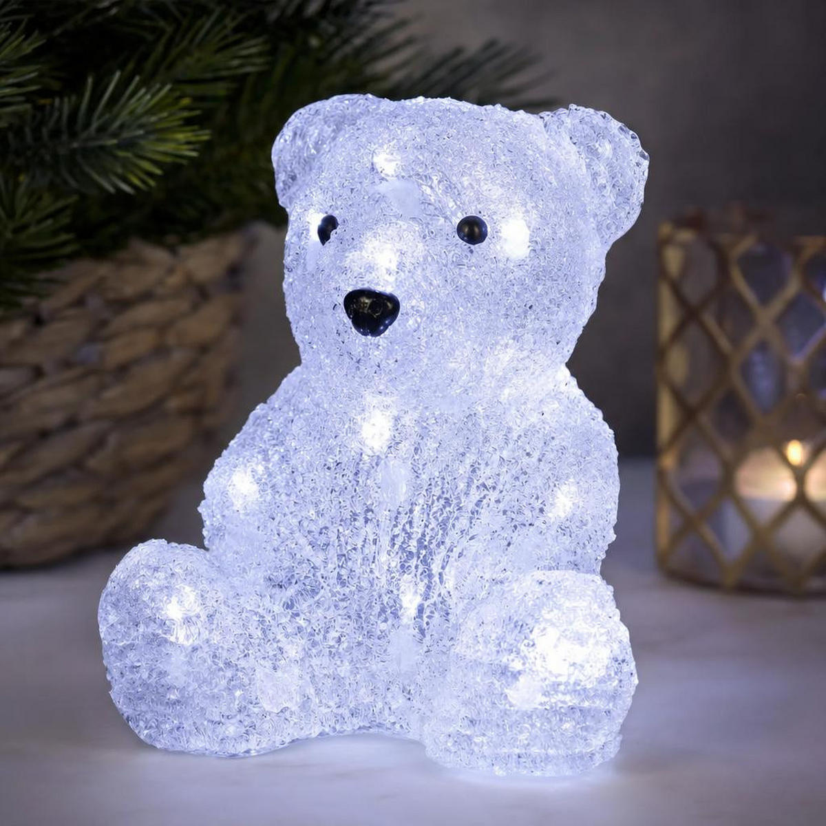 LED-ACRYLBÄR batteriebetrieben 18,5/15/20 cm - Weiß, Kunststoff (15/20/18.5cm) - Fééric Lights and Christmas