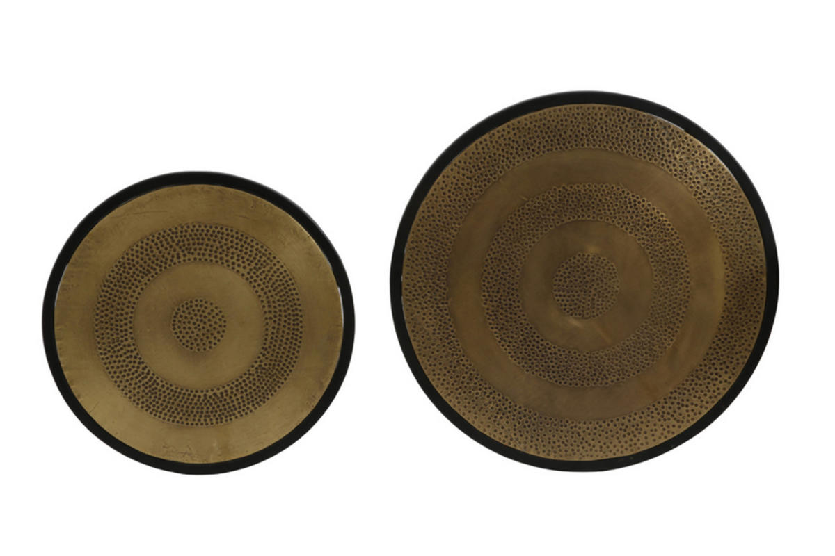 BEISTELLTISCH Kome Schwarz Ø50/52 cm 2er-Set - Schwarz, Metall (50/50/52cm) - Light & Living